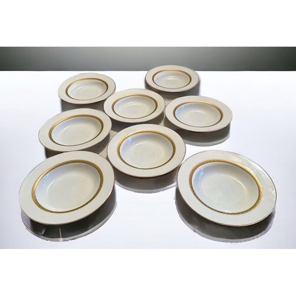 8 Beautiful Retroneu Vineyard Gold 4325 Salad/Soup  Bowl Plates with 22k Band - Picture 1 of 5